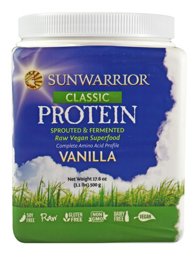 Sunwarrior Classic Protein Raw Vegan Superfood Vanilla 1.1 lbs(500gm)