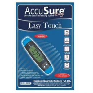 ACCUSURE EASY BLOOD GLUCOSE MONITORING SYSTEM WITH 25 STRIPS-1 device -Microgene Diagnostic Systems