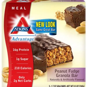 Atkins Advantage Bar Peanut Fudge Granola    5 Bars (48gm per bar)