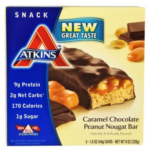 Atkins Snack Bar Caramel Chocolate Peanut Nougat    5 Bars (44gm per bar)