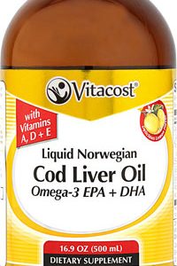 Vitacost Liquid Norwegian Cod Liver Oil Omega 3 EPA & DHA Lemon    1,700 mg   16.9 fl oz (500ml)