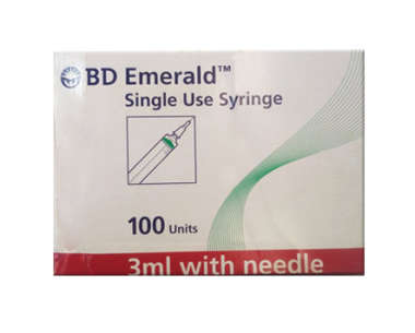 BD EMERALD 3ML SYRINGE WITH 22G NEEDLE-100 syringes -Becton Dickinson  1