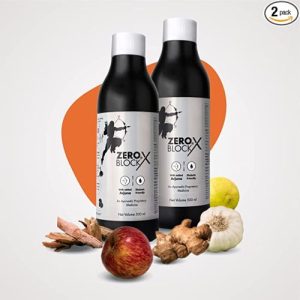 ZERO BLOCK X (2x500ml) | Ayurvedic Supplement for Heart Health & Wellness | With Apple Cider Vinegar, Ginger, Garlic, Lemon & Honey | No added Sugar| Immunity Booster Health Drink for Men & Women