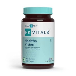 HealthKart HK Vitals Healthy Vision, Eye Multivitamin for Adults, with Vitamin A, Lutein 10mg, Zeaxanthin 2mg, and Lycopene, 60 Lutein and Zeaxanthin Supplements tablets