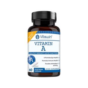 VitaWin Vitamin A For Immunity || Healthy Skin || Eye Function || & Anti-Oxidant Support || Natural Herbal, Veg - 60 Capsules Nutrition Supplement