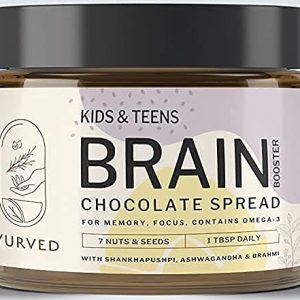 Good for Speech delay, Eye Contact, Concentration, Memory, Focus : Iyurved Kids and Teens Brain Booster Chocolate Spread, 500 Gm | Shankhapushpi | Ashwagandha | Brahmi | (340gm)