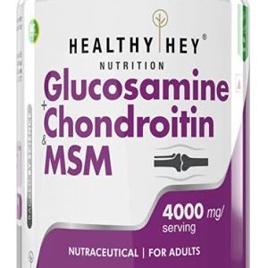 HealthyHey Nutrition Double Strength Glucosamine Chondroitin and MSM for Cartilage; Joint and Bone, 90 Capsules
