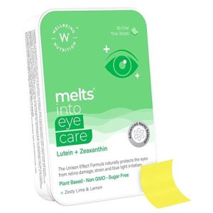 Wellbeing Nutrition Melts Eye Care Vitamins with Lutemax 2020 (Lutein + Zeaxanthin), Bilberry, Beetroot | Prevents Blue Light Damage, Glare Sensitivity & Digital Strain Guard (Pack of 30 Oral Strips)