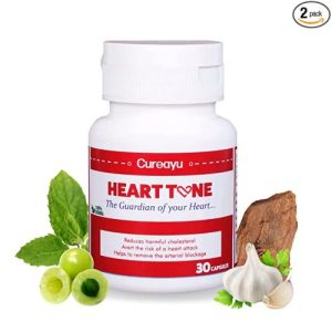 Heart Tone (Pack of 2) Ayurvedic Capsules | Lowers Cholesterol and Triglycerides | Controls Blood Pressure | Promotes overall Wellness of the Heart | Clinically Researched | 100% Herbal | 60 Capsules | 2 Capsules Daily