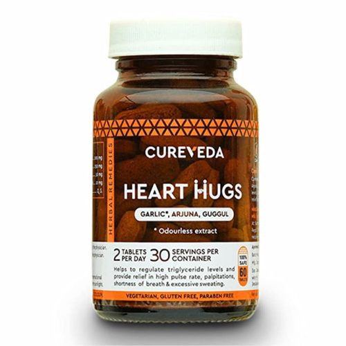 Cureveda™ Herbal Heart Hugs – For Healthy Heart Cardiac Wellness Cholesterol control – 60 Tablets 1