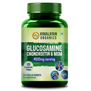 Himalayan Organics Glucosamine Chondroitin MSM with Boswellia For Bone, Joint & Cartilage Support | Relieves Pain And Stiffness - 120 Vegetarian Tablet
