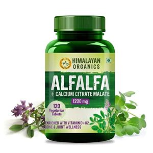 Himalayan Organics Alfalfa Calcium Citrate Malate 1200Mg Enriched With Vitamin D+k2,Mk7,B12,Zinc & Magnesium | Boost Immunity | Good For Bone, Joint & Muscle Health - 120 Veg Tablets