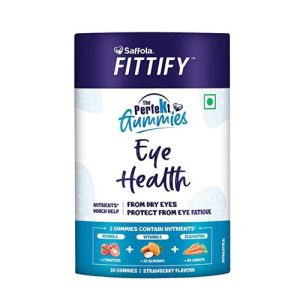 Saffola FITTIFY The PerfeKt Gummies | Eye Health | 30 Gummies | Kids & Adults | Nutrients like Vitamin E, Vitamin C & Zeaxanthin Protects from Dry Eyes & Eye Fatigue | Strawberry Flavour
