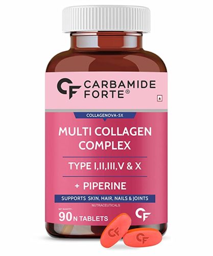 Carbamide Forte Hydrolyzed Multi Collagen, 90 Tablets |Peptide with all 5 Types of Collagen Including TYPE I, II, III, V & X Collagen Powder 1