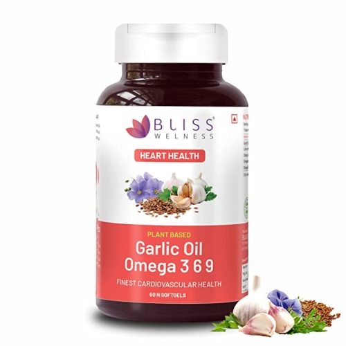 Bliss Welness Organic Garlic Oil + Omega 3 6 9 | Cholesterol & Lipid Profile Management Immunity Boost Heart Health Antioxidant | Cold Pressed Health Supplement – 60 Softgel Capsules 1
