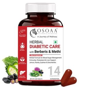 OSOAA Herbal Diabetic Care - 60 Tablets | 14 Herb Extracts with Jamun, Berberis, Methi, Karela, Neem | Glucose & Blood Sugar Management