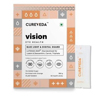 Cureveda-Vision Plant based Eye Health for Kids & Adults, (Lutein, Zeaxanthin, Carrots, Triphala) - 30 sachets