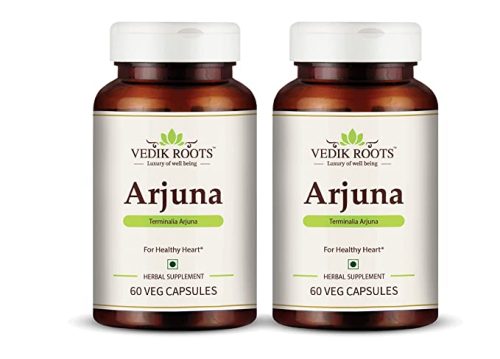 Vedikroots Arjuna 60 Capsules 450 mg 100% Organic | Terminalia Arjuna | For Healthy Heart | Herbal Supplements (Pack of 2) 1