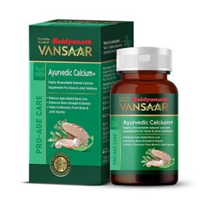 Vansaar Ayurvedic Calcium + | Naturally Sourced Calcium & Hadjod Supplement For Complete Bone Health & Joint Support | Suitable For Men & Women - 60 Tabs