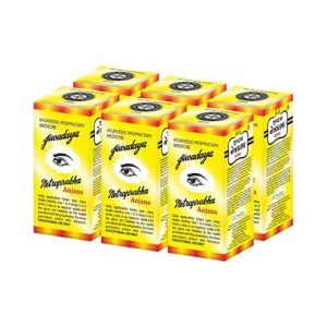 Ayurvedic proprietary Medicine Jiwadaya Netraprabha Anjana Eye Drops for Refreshing, Dry Eye, Conjunctivitis, Stye - 15gm - Pack of 6