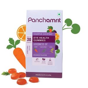 Panchamrit Eye Health Gummies for Kids & Adults | enriched with Lutein, Zeaxanthin, Carrot Powder & Ayurvedic herbs| Protects against Blue Light Damage, Digital Strain and Dry Eyes | 30 Gummies (Pack of 1)