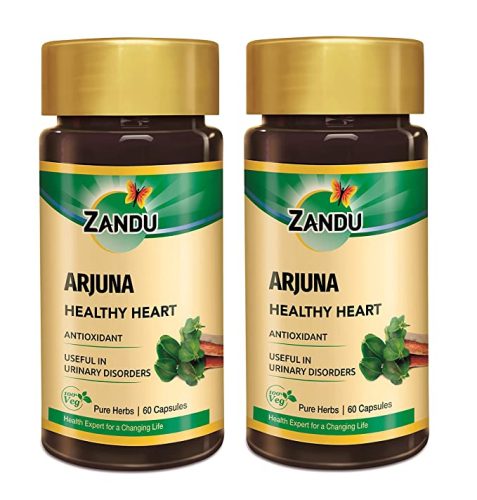 Zandu Arjuna Capsules – Helps to Maintain a Healthy Heart while Helping Keep Diabetes & Cholesterol Under Check, also Promotes Good Urinary Health – (Pack of 60 Veg capsules x 2) 1