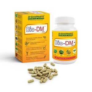 Dr Good Health Bio DM+ | Ayurvedic Natural Diabetes Care | Controls Blood Sugar Naturally | Jamunseed, Gudmar, Karela, Sunthi, Daruhaldi, Methiseed | Diabetic Complications Solution | Powerful Anti-Diabetic | Pack of 1, 60 Tablets